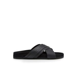 Alpargata Tom Ford Cuero Wicklow Slider Hombre Negras | 365-UGYPIV