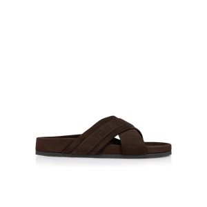 Alpargata Tom Ford Gamuza Wicklow Slider Hombre Chocolate | 381-UIAQVC