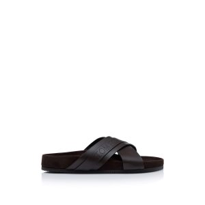 Alpargata Tom Ford Smooth Cuero Wicklow Slider Hombre Marrones | 915-ABKSDR