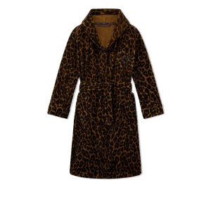 Bata De Baño Tom Ford Leopard Printed Towelling Algodon Mujer Marrones Oscuro | 493-CXWKIZ