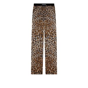 Bata De Baño Tom Ford Reflected Leopard Pattern Silk Satin Mujer Negras Beige | 364-SHPAIK