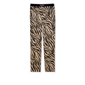 Bata De Baño Tom Ford Zebra Printed Silk Mujer Negras Beige | 489-SMNIAR