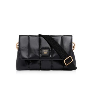 Bolsa De Hombro Tom Ford Acolchado Nylon Puffy Medium Label Mujer Negras | 925-TSZCVR