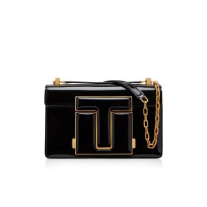 Bolsa De Hombro Tom Ford Charol Cuero Maxi 001 Medium Chain Mujer Negras | 359-AYNRHV