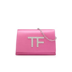 Bolsa De Hombro Tom Ford Crystal Embellished Satin Tf Disco Mujer Rosas | 098-CPUITR