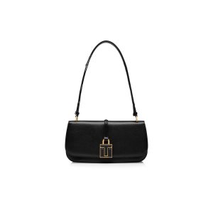 Bolsa De Hombro Tom Ford Cuero 001 Lock Flap Mujer Negras | 219-ZICTNA