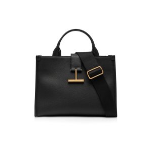 Bolsa De Hombro Tom Ford Grain Cuero Tara Medium Top Handle Mujer Negras | 398-IELPXA