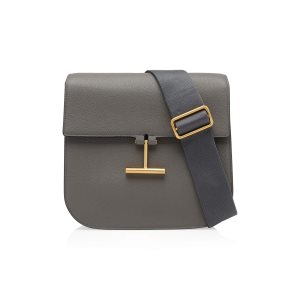 Bolsa De Hombro Tom Ford Grain Cuero Tara Medium Mujer Gris Oscuro | 458-DYQHBL