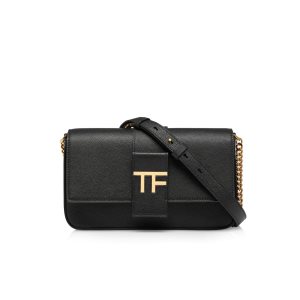 Bolsa De Hombro Tom Ford Grain Cuero Tf Chain Mujer Negras | 725-PLGUTO