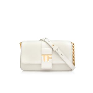 Bolsa De Hombro Tom Ford Grain Cuero Tf Chain Mujer Chalk | 751-KYWVAP
