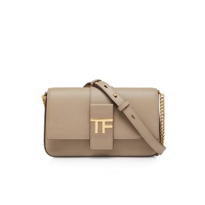 Bolsa De Hombro Tom Ford Grain Cuero Tf Chain Mujer Gris Marrones | 982-TXGVHE