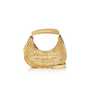 Bolsa De Hombro Tom Ford Metallic Stamped Crocodile Cuero Bianca Mini Hobo Mujer Doradas | 762-RTQXYL