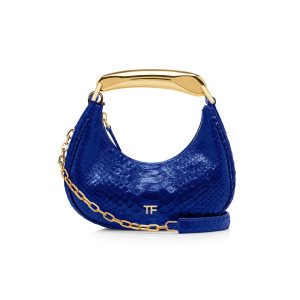 Bolsa De Hombro Tom Ford Printed Python Bianca Mini Hobo Mujer Azules | 812-PCBUZM