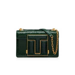 Bolsa De Hombro Tom Ford Printed Python Maxi 001 Medium Chain Mujer Turquesa Verde | 843-QPLMSO