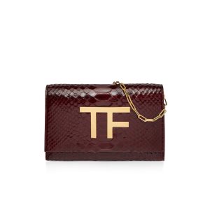 Bolsa De Hombro Tom Ford Python Evening Tf Disco Mujer Rosas Oscuro | 403-OJMCUV
