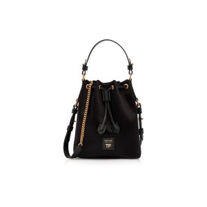 Bolsa De Hombro Tom Ford Satin Disco Small Bucket On Chain Mujer Negras | 017-QHIJEA
