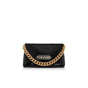 Bolsa De Hombro Tom Ford Sequin Embroidery Label Mini Chain Mujer Negras | 189-HVBRGZ