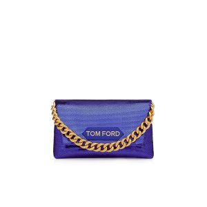 Bolsa De Hombro Tom Ford Sequin Embroidery Label Mini Chain Mujer Ocean | 782-GADPFC