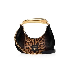 Bolsa De Hombro Tom Ford Shaded Calf Hair Animalier Bianca Mini Hobo Mujer Beige Negras | 642-QFVUZI