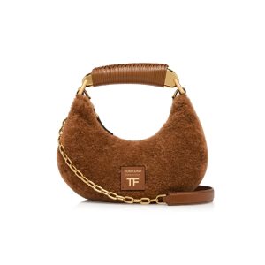 Bolsa De Hombro Tom Ford Shearling Bianca Mini Hobo Mujer Marrones | 914-VOHIRZ