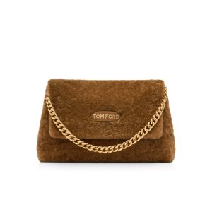 Bolsa De Hombro Tom Ford Shearling Label Medium Chain Mujer Marrones | 219-SKFRZN
