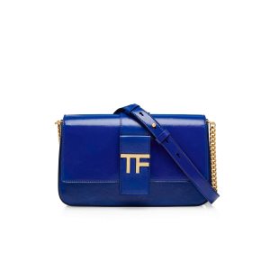 Bolsa De Hombro Tom Ford Shiny Textured Cuero Tf Chain Mujer Ocean | 861-PVHGSN