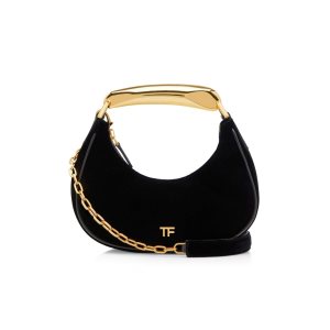 Bolsa De Hombro Tom Ford Velvet Bianca Mini Hobo Mujer Negras | 915-MSIBLK