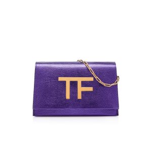 Bolso Clutch Tom Ford Laminated Printed Lizard Tf Disco Mujer Dahlia | 124-DCUZFM