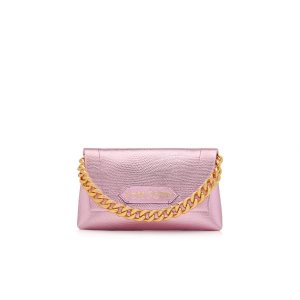 Bolso Clutch Tom Ford Laminated Printed Lizard Label Mujer Rosas Claro | 278-KDAWBV
