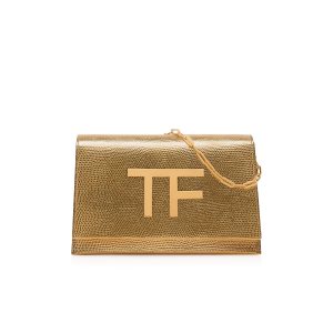 Bolso Clutch Tom Ford Laminated Printed Lizard Tf Disco Mujer Doradas | 364-THGNZO