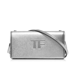 Bolso Clutch Tom Ford Metallic Palmellato Tf Mujer Plateadas | 469-LYAIPV