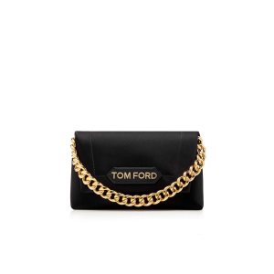 Bolso Clutch Tom Ford Satin Label Mujer Negras | 752-AUGBMR