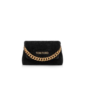 Bolso Clutch Tom Ford Shearling Label Mujer Negras | 287-YRKTMD