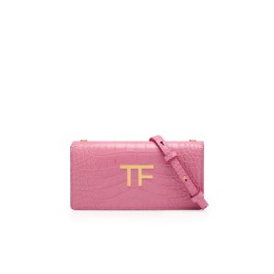 Bolso Clutch Tom Ford Shiny Stamped Crocodile Cuero Tf Mujer Rosas | 354-BCNTOH