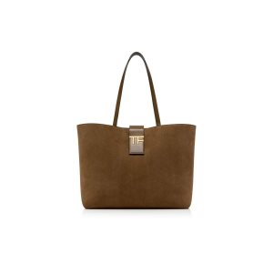 Bolso Tote Tom Ford Gamuza Cuero Tf Small E/W Mujer Sienna | 820-DHQITJ
