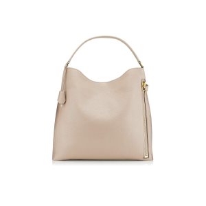 Bolso Tote Tom Ford Grain Cuero Alix Hobo Mujer Gris Marrones | 912-GSHLEC