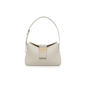 Bolso Tote Tom Ford Grain Cuero Tf Mini Hobo Mujer Chalk | 710-BSVYDA