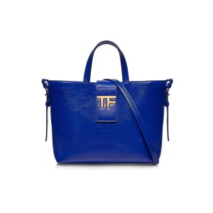 Bolso Tote Tom Ford Shiny Textured Cuero Tf Mini E/W Mujer Ocean | 481-ELDUWJ