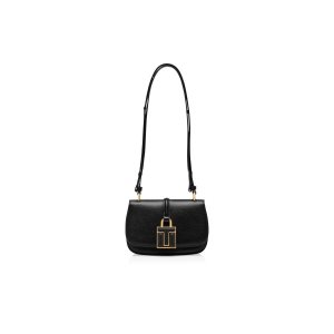 Bolsos Cruzados Tom Ford Cuero 001 Lock Mini Flap Mujer Negras | 243-XUOGAQ