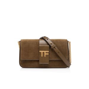 Bolsos Cruzados Tom Ford Gamuza Cuero Tf Chain Mujer Sienna | 369-TWZOAP