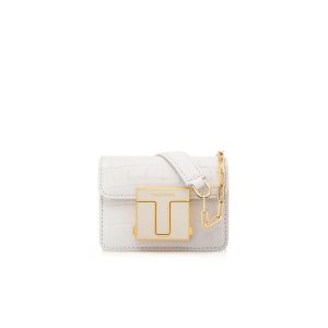 Bolsos Cruzados Tom Ford Shiny Stamped Crocodile Cuero 001 Mujer Chalk | 421-XHCIKQ