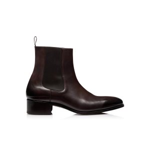 Botas Tom Ford Burnished Cuero Alec Chelsea Hombre Ebony | 230-BZTQVK