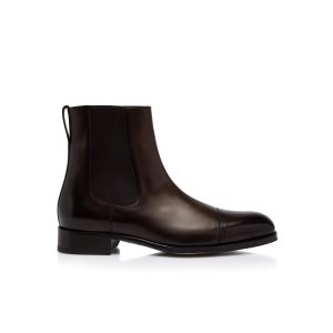 Botas Tom Ford Burnished Cuero Edgar Chelsea Hombre Ebony | 530-ETCBRH