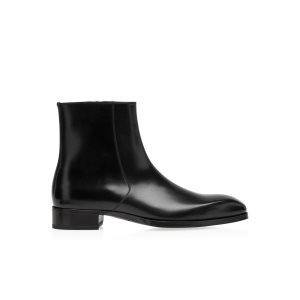 Botas Tom Ford Burnished Cuero Elkan Zip Hombre Negras | 086-ZHIXTP
