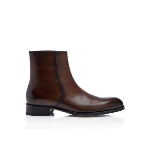 Botas Tom Ford Edgar Burnished Cuero Zips Hombre Marrones | 821-NVBCJR