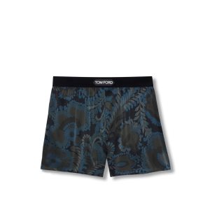 Bragas Tom Ford 70'S Paisley Floral Silk Boxer Hombre Turquesa Oscuro | 412-VEZNLU