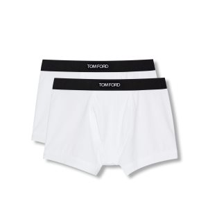 Bragas Tom Ford Algodon Modal Two Pack Boxer Hombre Blancas | 340-IEYMUR
