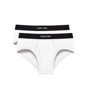 Bragas Tom Ford Algodon Two Pack Boxer Hombre Blancas | 150-AJEZKO
