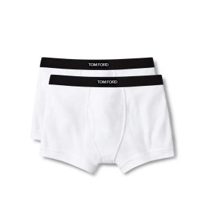 Bragas Tom Ford Algodon Two Pack Boxer Hombre Blancas | 159-WTHRBY