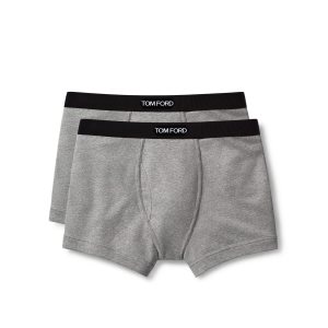 Bragas Tom Ford Algodon Two Pack Boxer Hombre Gris | 243-JCLTNE